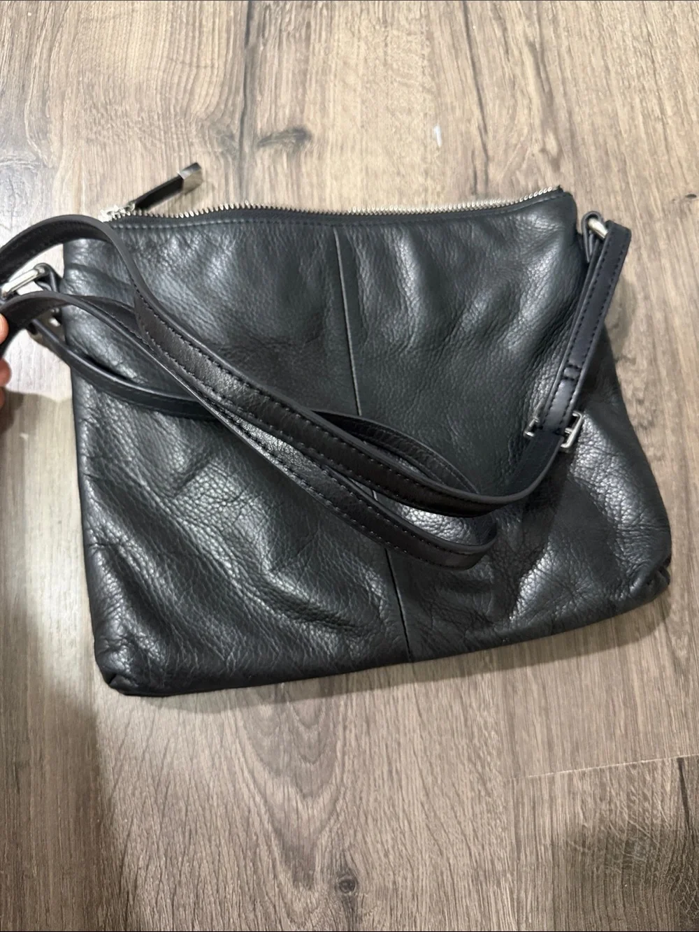 Sleek Black Leather Crossbody Bag for Women
